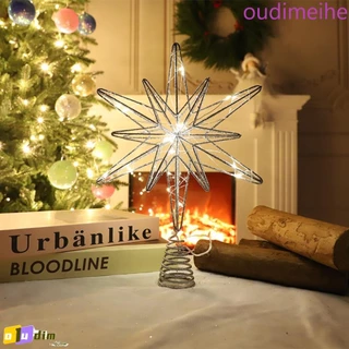 OUDIMEIHE Árvore De Natal Toppers Estrela , Luzes LED Decoração De Copa De Ferro , Brilhante