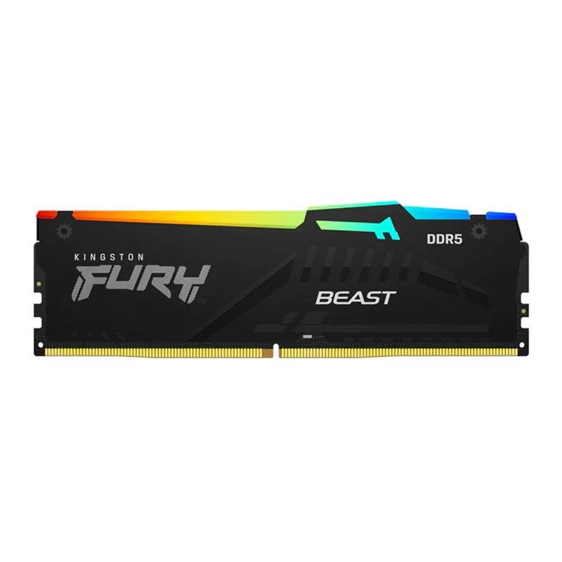 Memoria Kingston Fury Beast, RGB, 16GB (1x16GB), DDR5, 5600MHz, C40, Preto, KF556C40BBA-16