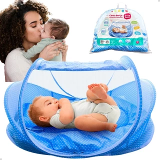 Cama Cercadinho Mosquiteiro Dobrável Portátil Ninho Colchão