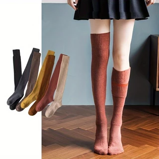 Meias de Joelho Sobre o Joelho Versão coreana jk Primavera Outono Inverno Meias Médias Altas Meias Quentes Terry Meias Quentes Moda Feminina Tendência