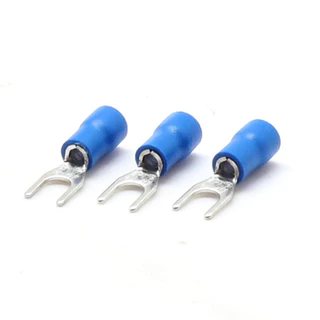 100PCS2-4 1,5-2,5mm 2 AWG 16-14 terminal De Garfo Tipo Pá De Crimpagem Automática De PVC Isolado Em Latão Azul