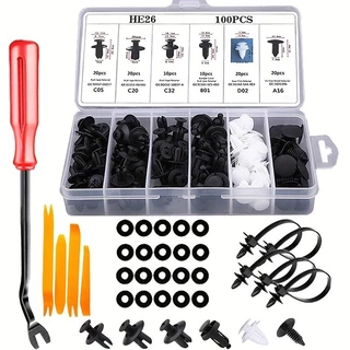 100pcs Fixador de Carro Clip Híbrido Rebites Pára-Choques Porta de Guarnição Placa de Fixação Clip Box