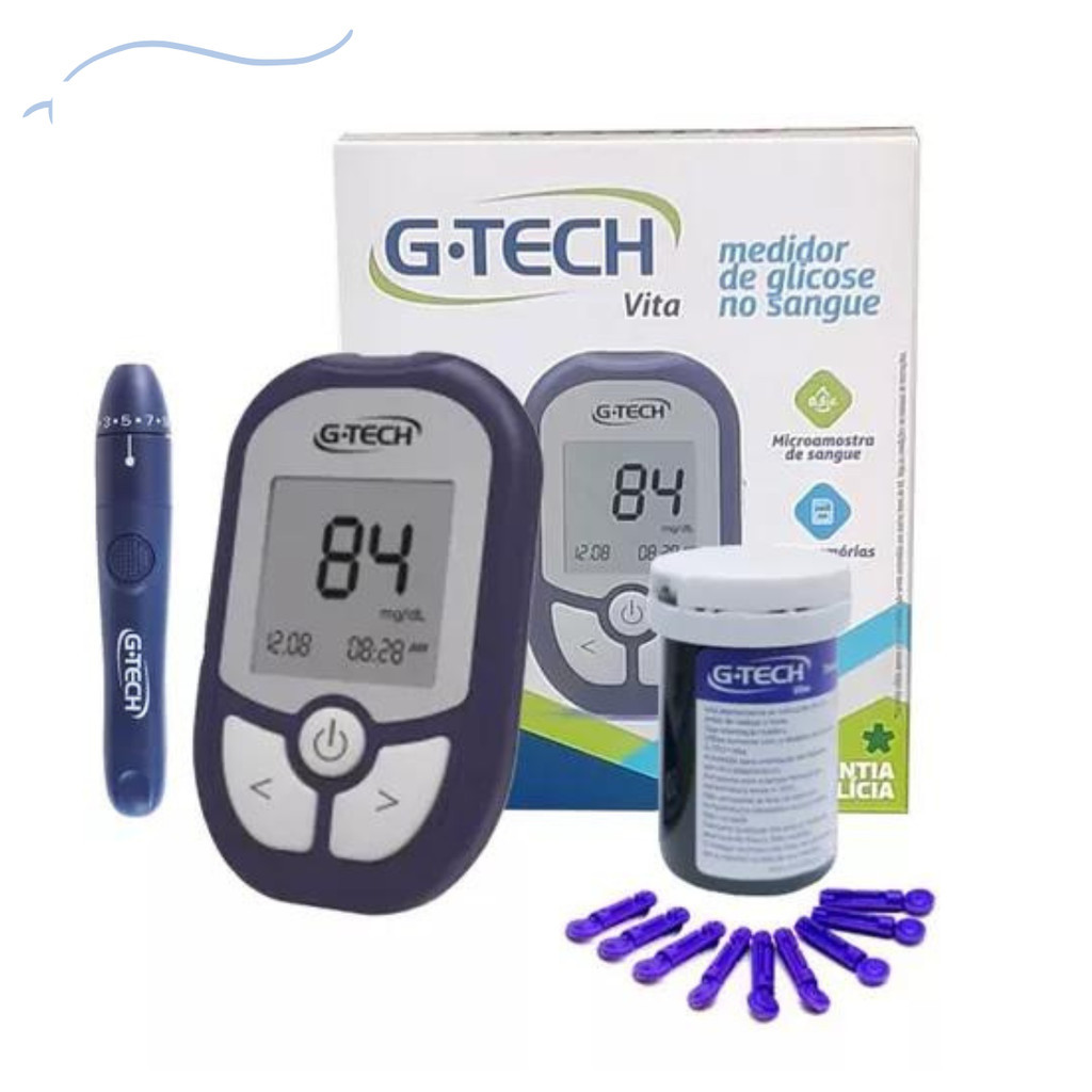 Aparelho Medidor De Glicose G-tech Vita Kit 10tiras+10lancet