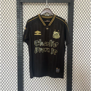 Camisa charlie brown 2024/2025 S-S Edição Especial Negra Masculina Camisa De Futebol Esportivo W6ZR