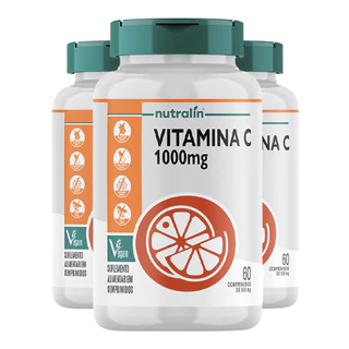 Kit 3x Vitamina C 1000mg Nutralín 60 Comp.