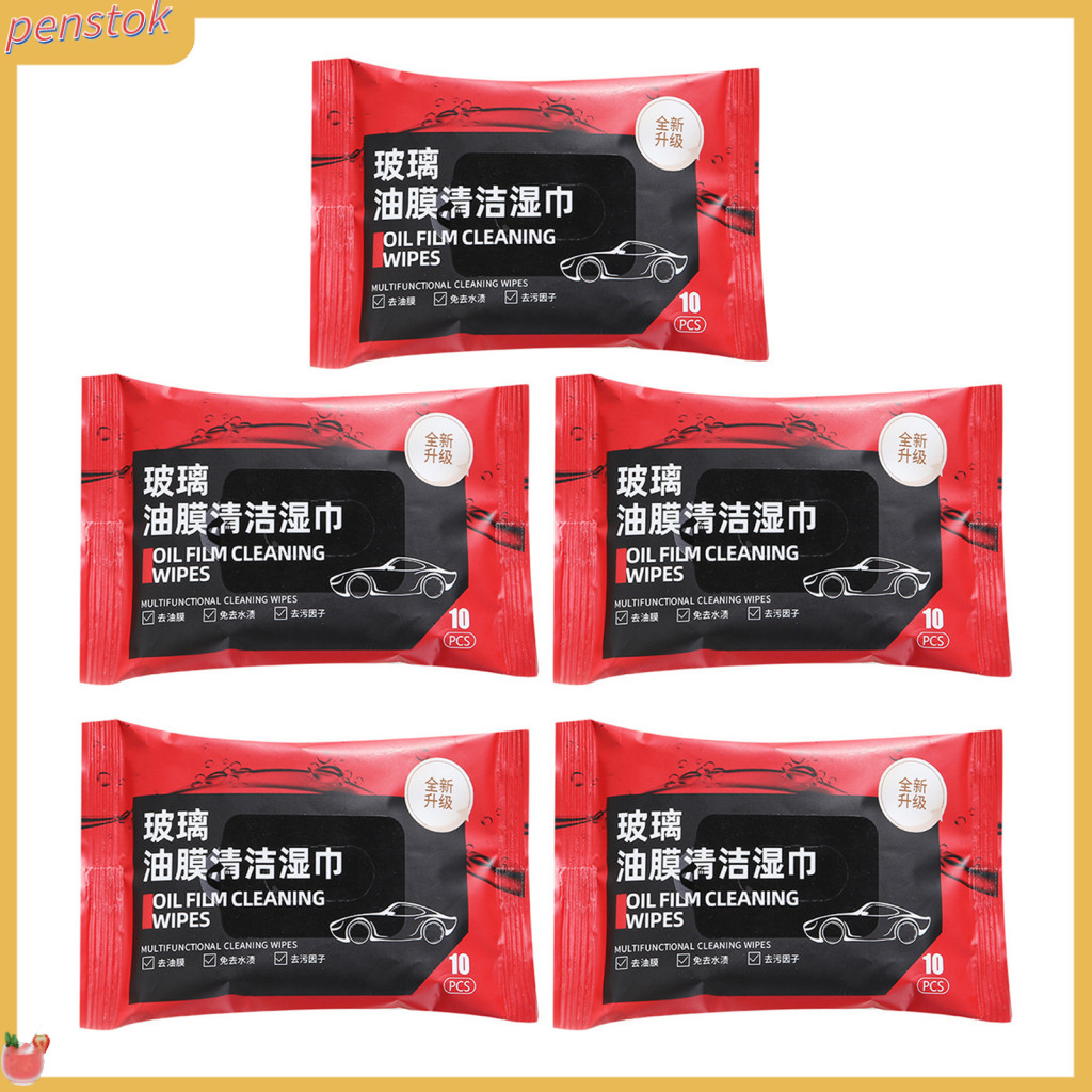 Automotive Glass Cleaner Safe Driving Solution 5 Pcs Car Cleaning Wipes Portable Windshield for Home Windows Mirrors Multipurpose Oil Film