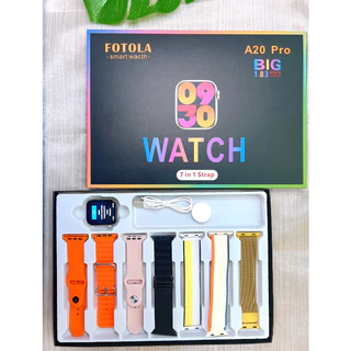 Smartwatch A20 Pro frequência cardíaca, pressão arterial modo esporte com 7 pulseiras e grande display infinito 45 mm em Oferta na Shopee