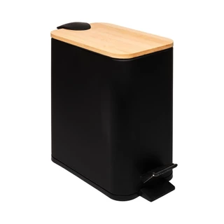 Lixeira Quadrada Lyor de Metal com Pedal e Tampa Preta 5L