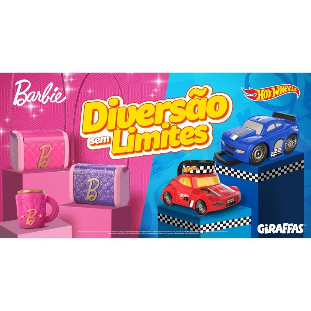 Coleção Barbie e Hot Wheels no Giraffas Lacrada - Giraffas
