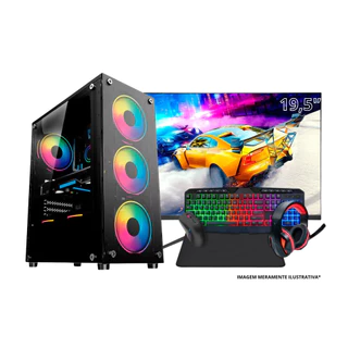 PC Gamer Computador Completo Intel Core i5 8GB SSD 256GB Kit Gamer Headset Monitor 19,5'' Windows