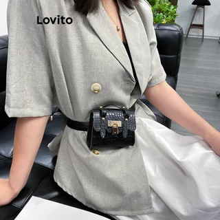 Lovito Elegante bolsa de ombro pequena com bolso de metal simples e textura mini para mulheres LFA48263