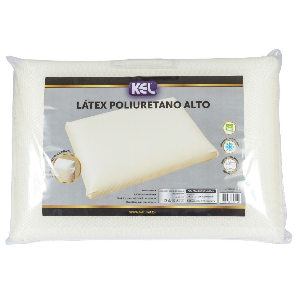 Travesseiro Látex Suporte Alto Kel 40 x 60 x 16cm Poliuretano