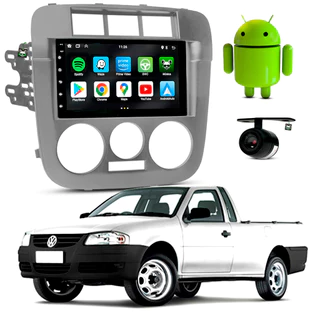 Kit Central Multimidia Android 7 Pol Saveiro G4 2006 2007 2008 2009 2010 Prata