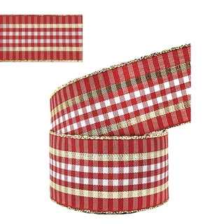 Fita Xadrez Natalina - 38mm x 10m - Vermelho/Branco C01 - 1959/38