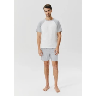 Pijama Curto Masculino Com Camiseta Raglan Hering