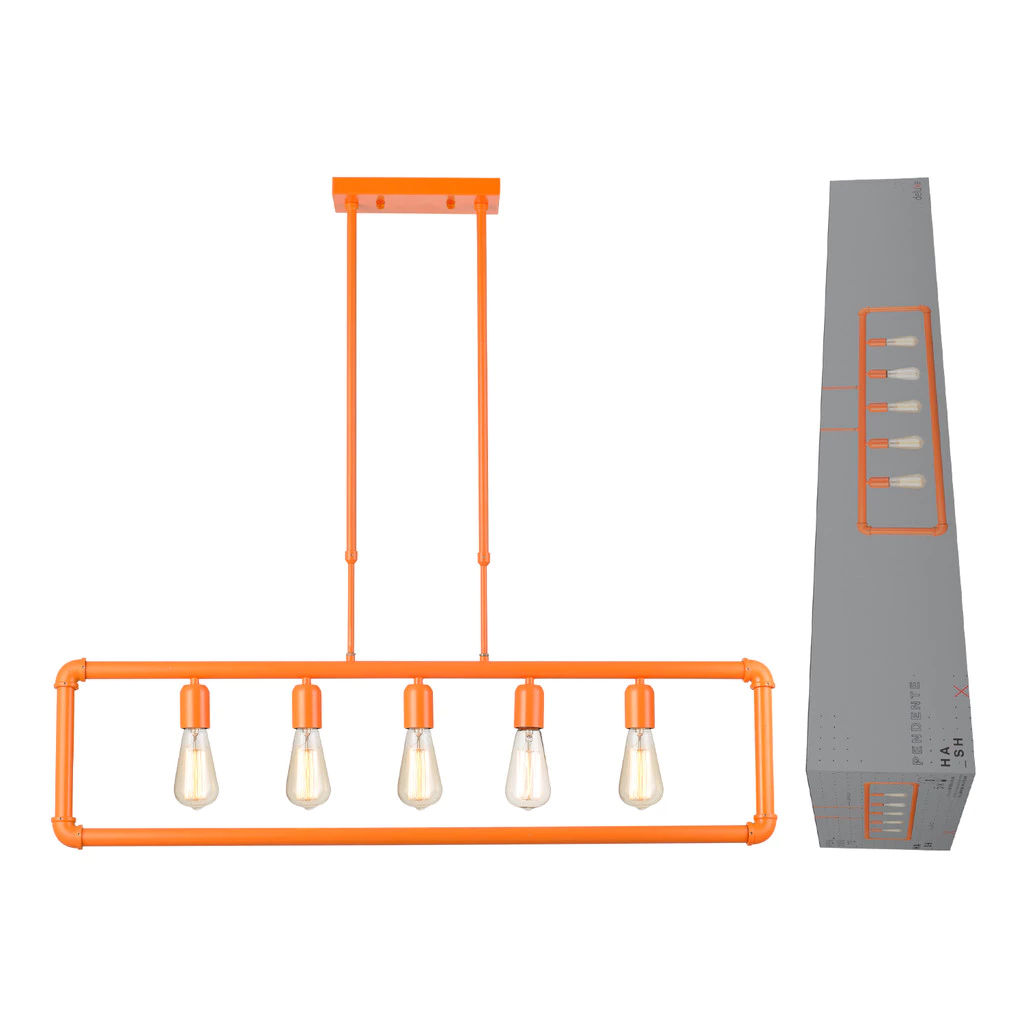 Luminaria Pendente Hash 5xE27 Bivolt Laranja Deluxe
