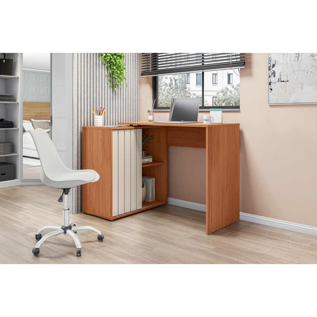 Mesa de Computador Escrivaninha Tech em L com porta | Shopee Brasil