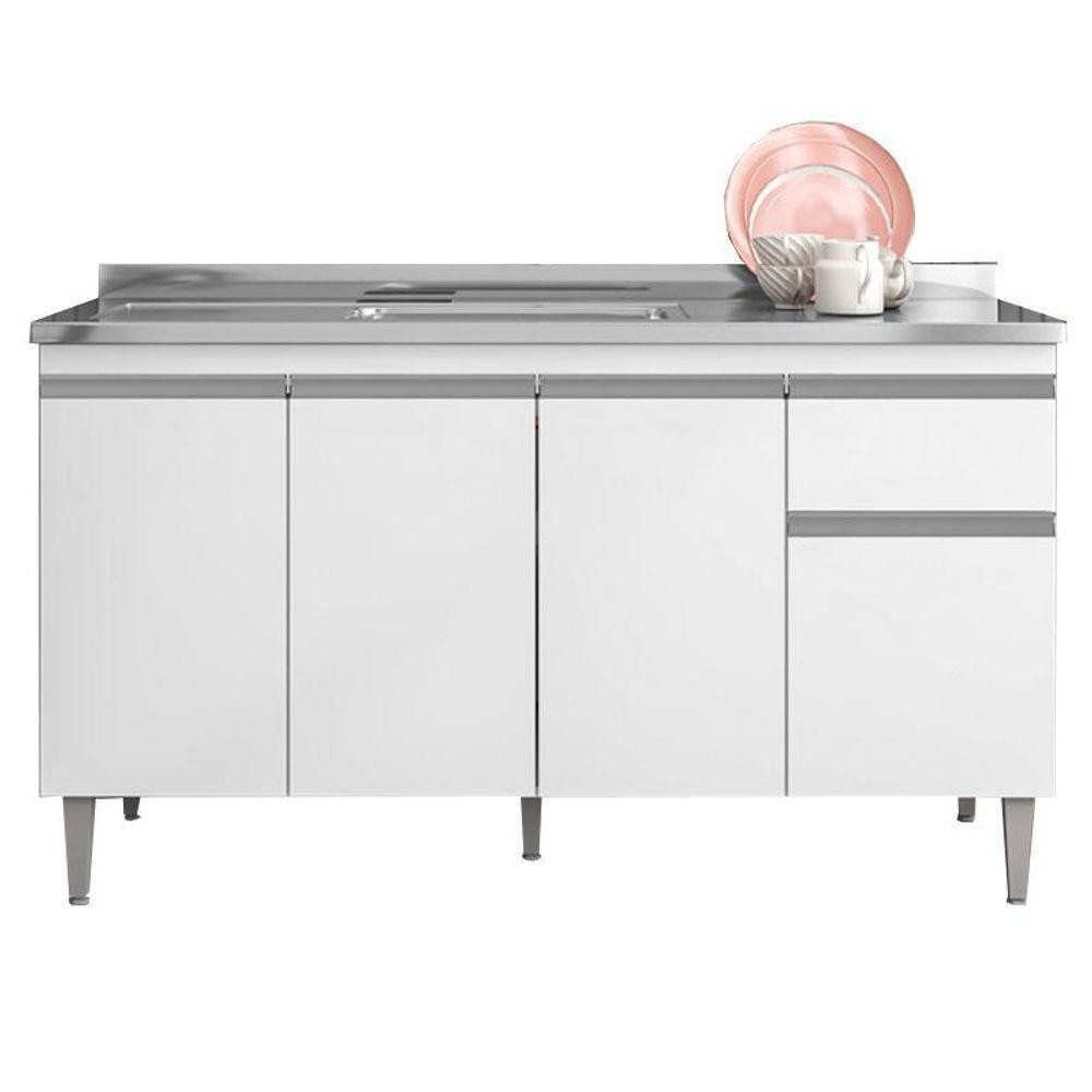 Balcão De Pia Tatiane 150 Cm Branco Brilho - Ajl