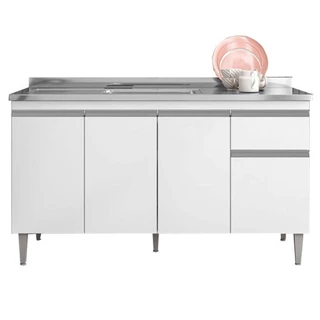 Balcão De Pia Tatiane 150 Cm Branco Brilho - Ajl