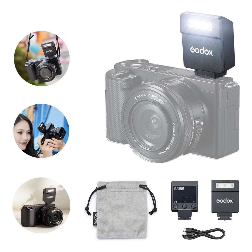 Flash Godox IM22 Mini - Compatible Canon, Sony, Nikon, Fuji - Noir Portable