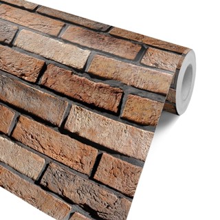 Papel de Parede Adesivo Tijolinho  Vários Modelos Realista em Marrom para Cozinha, Churrasqueira, Sala ou Quarto