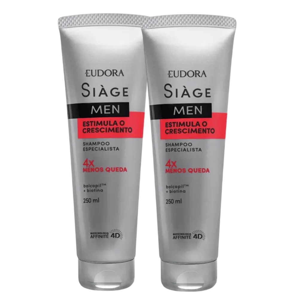 Kit 2 Shampoo Antiqueda Estimula o Crescimento Masculino 250ml Eudora ...