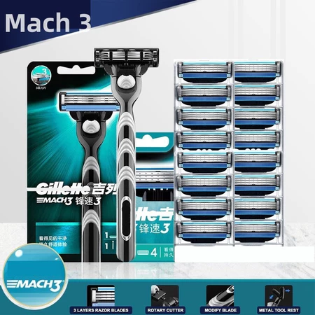 16PCS/12PCS Gillette MACH 3 Lâminas Cartucho De Recarga De Barbear Masculino