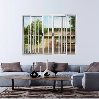 Janela Vitrô de Alumínio 4 Folhas 100 X 120cm Modular Brilhante com Grade 100cm x 120cm em Oferta na Shopee