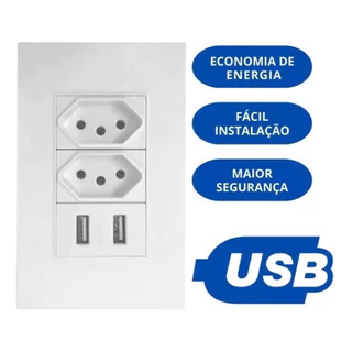 Tomada Usb De Parede Universal Bivolt 4x2 Carregador Turbo