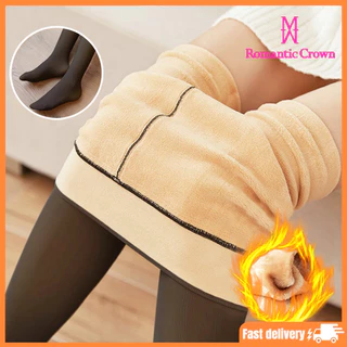 Meia-Calça Térmica Forrada Peluciada Translúcida De Lã Quente Feminina Para Inverno