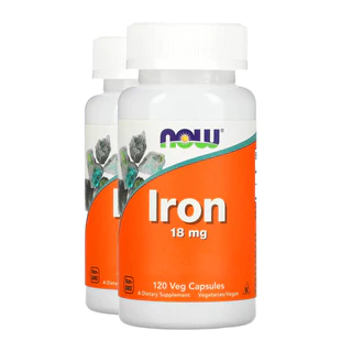 Kit 2x Ferro Bisglicinato 18 mg Now Foods 120Veg Cápsulas Importado/Made in Usa
