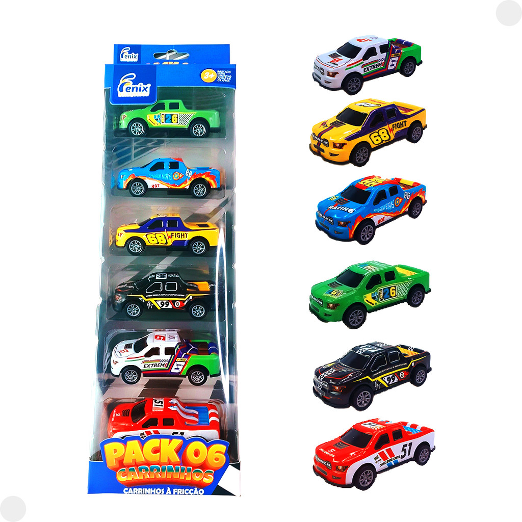 Conjunto Kit Mini 06 Carrinhos Fricção PCK929 - Fenix