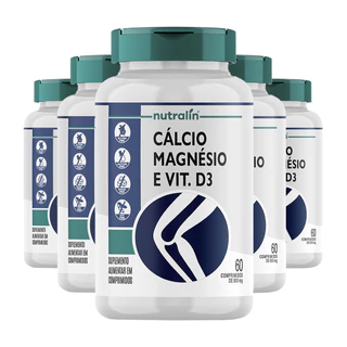 Kit 5x Cálcio Magnésio e Vitamina D3 Nutralín 60 Comp.