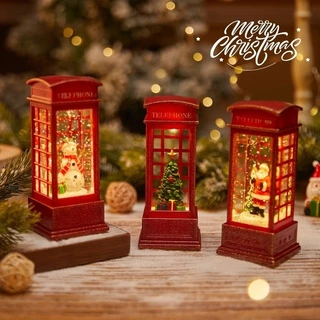 2024 Novas Decorações De Natal Cabines Telefônicas Luzes De Vento Com Lanterna De Papai Noel Árvore Ornamento Da Festa Lâmpada Do Boneco De Neve