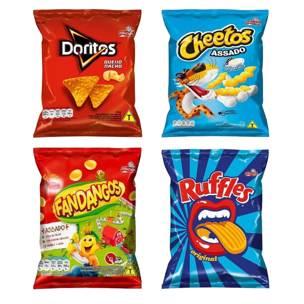 Kit com 30 salgadinhos Sortidos Doritos Ruffles Chettos Fandangos Elma ...