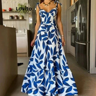 Lovito Vestido Boho Plants Flowers para mulheres LNL74079
