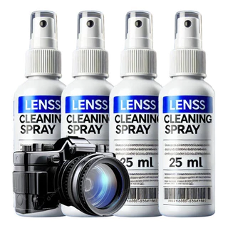 Kit 4 Spray Limpa Lentes Máquina Fotográfica + 4 Flanela Mágica Não Risca Tela Celular Notebook