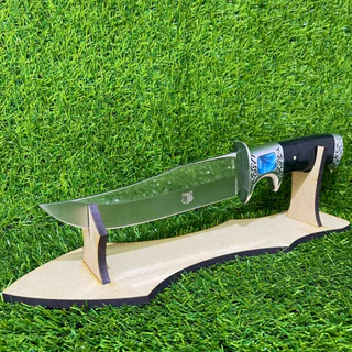 Faca Profissional Churrasco Luxo Afiada Com bainha + Expositor Suporte de Mdf