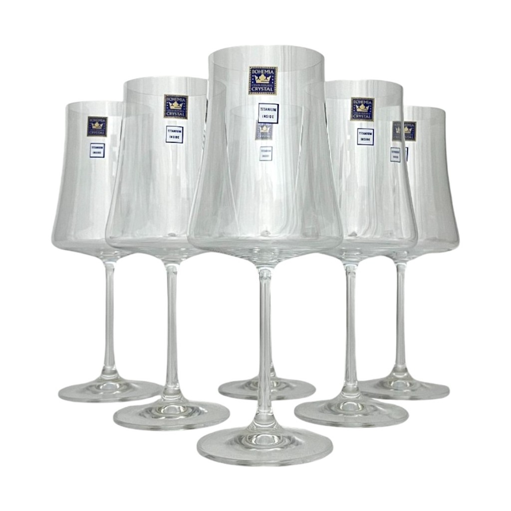 Kit 6 Taças Vinho Tinto Cristal Bohemia 560ml Linha Xtra Taça Quadrada