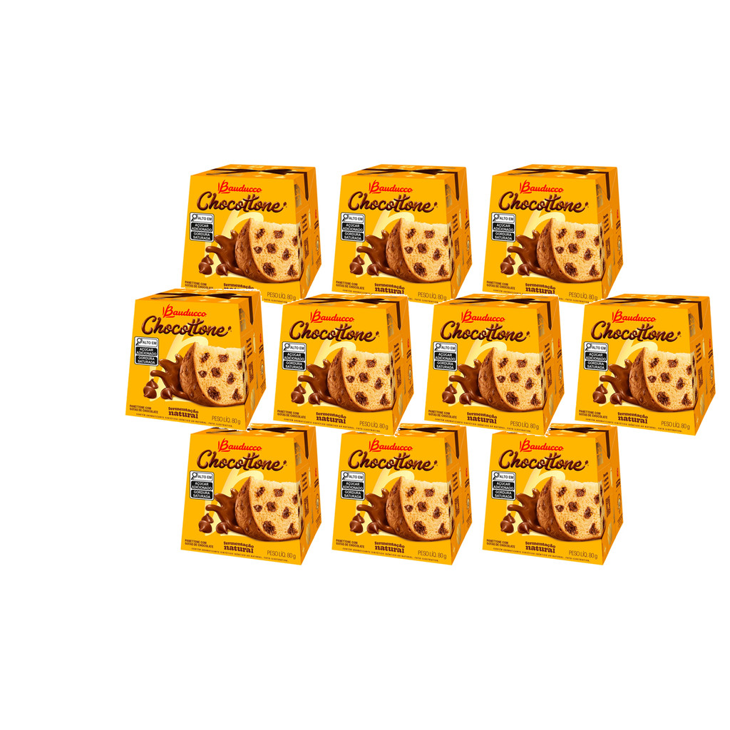 Kit 50 Mini Chocottone Bauducco 80g Panettone Com Gotas de Chocolate ...