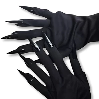 01 Par Luva Vermelha Preta Garra Fantasia Halloween Dia das Bruxas