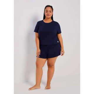 Pijama Curto Feminino Em Ribana Canelada