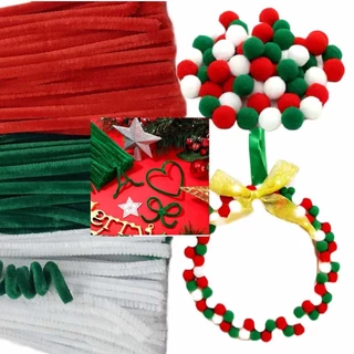 Natal Haste de Chenille / Pompom Colorido Natal de Poliéster