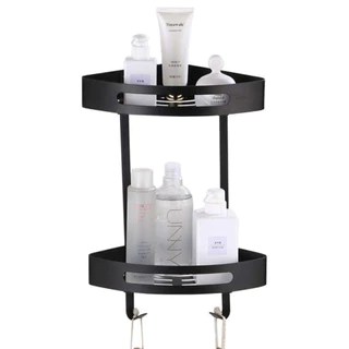 Suporte de Canto Banheiro 2 Prateleiras Porta Shampoo Condicionador Sabonete Box Organizador Lavanderia Casa Multiuso