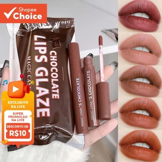 Kit Labial Fosco Indulgente 5 Cores Brilho Durável Inspirado em Chocolate para Todos os Tipos de Pele em Oferta na Shopee
