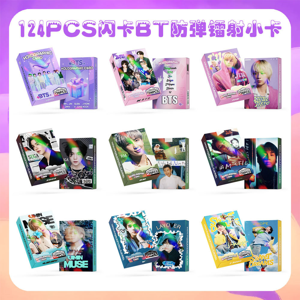 KPOP 124 Pçs/Caixa BTS Photocards Bangtan Boys Holográfico LOMO