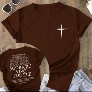 Camiseta Unisex evangelica religiosa 100% Algodão Vivo Por Ele envio imediato