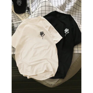 Kit 2 Camiseta Casal Flor Minimalista Delicada Unissex Streetwear Algodão
