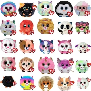 Ty 4 " Beanie Puffies Bolas De Pelúcia Big Eyes Plush Toy Animal Owl Mouse Unicórnio Gato Cão