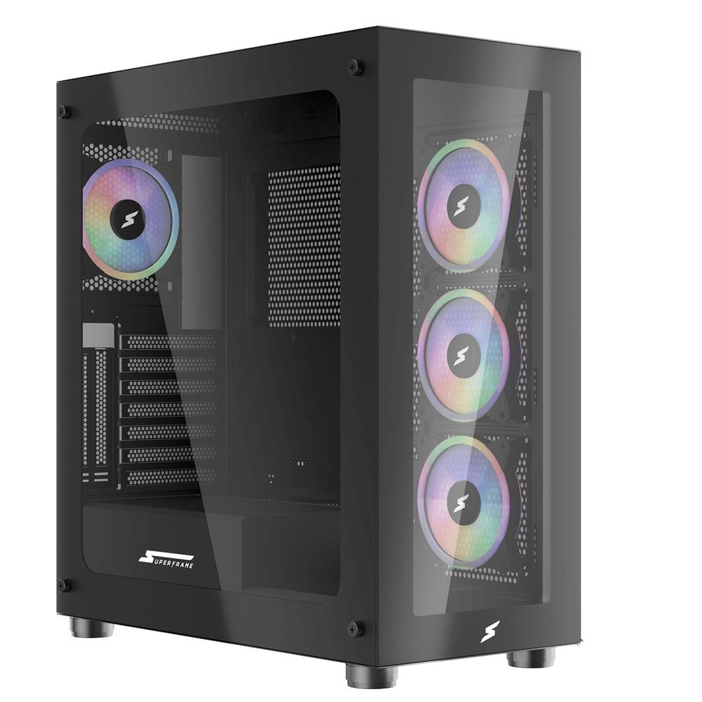 Gabinete Gamer SuperFrame Glass Mid Tower Vidro ATX C/4 Fans